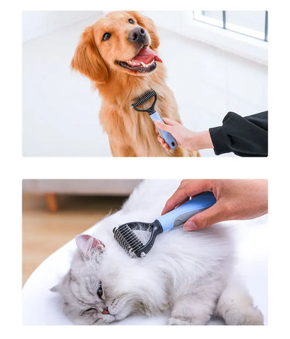 Professional Pet Deshedding Brush Dog Cat Comb Pet Fur Knot Cutter Grooming Shedding Tools Double sided Pet Hair Remover Comb