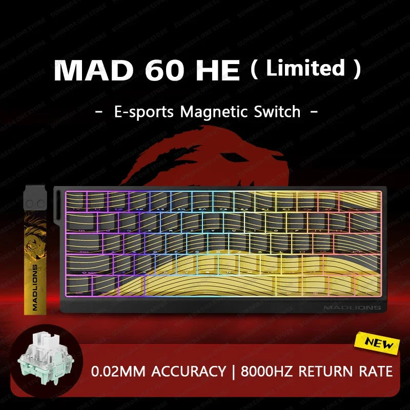 MADLIONS Mad60HE Mad 68HE Mechanical Keyboard Magnetic Switch Wired Hot Swap 8K Polling Rate Customized Gaming keyboard Pc Gamer