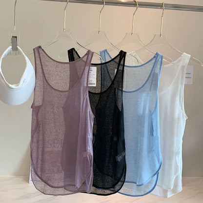 Women Backless Yoga Shirts Running Fitness T-shirts Sleeveless Vest Quick Dry Loose Sport Tee Tops Female Gym Workout Blouse