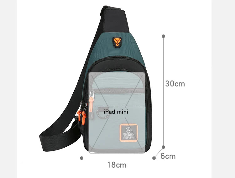 Casual Men Chest Bag Nylon Small Shoulder Bag Running Cycling Belt Sling Bag Outdoor Sport Crossbody Bag Travel Phone Pouch Bag