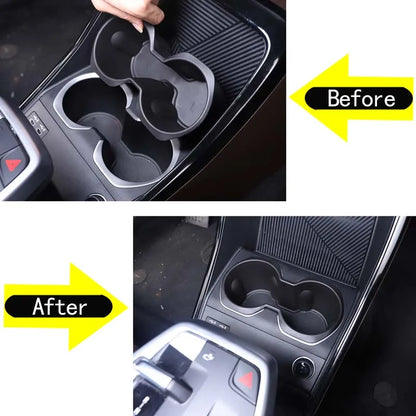 For BMW X1 U11 2023-2024 TPE Black Car Center Console Water Cup Holder Storage Box Car Interior Accessories