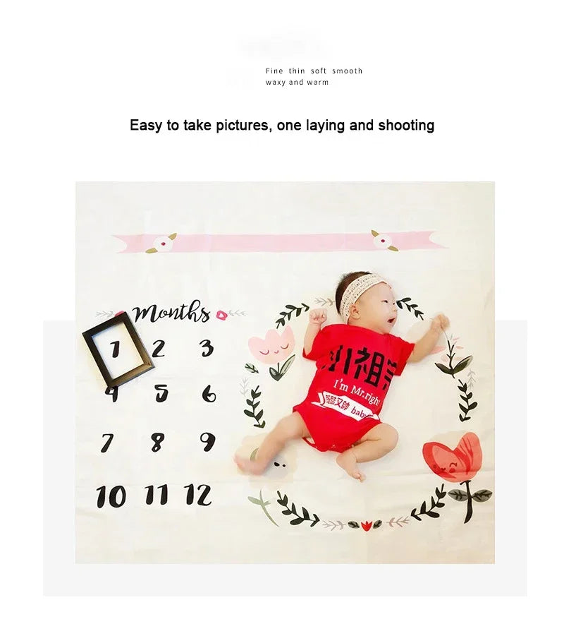 Background Blankets Play Mat Calendar Boy Girl Newborn Photography Props Cloth Photo Accessories Baby Milestone Photo Props