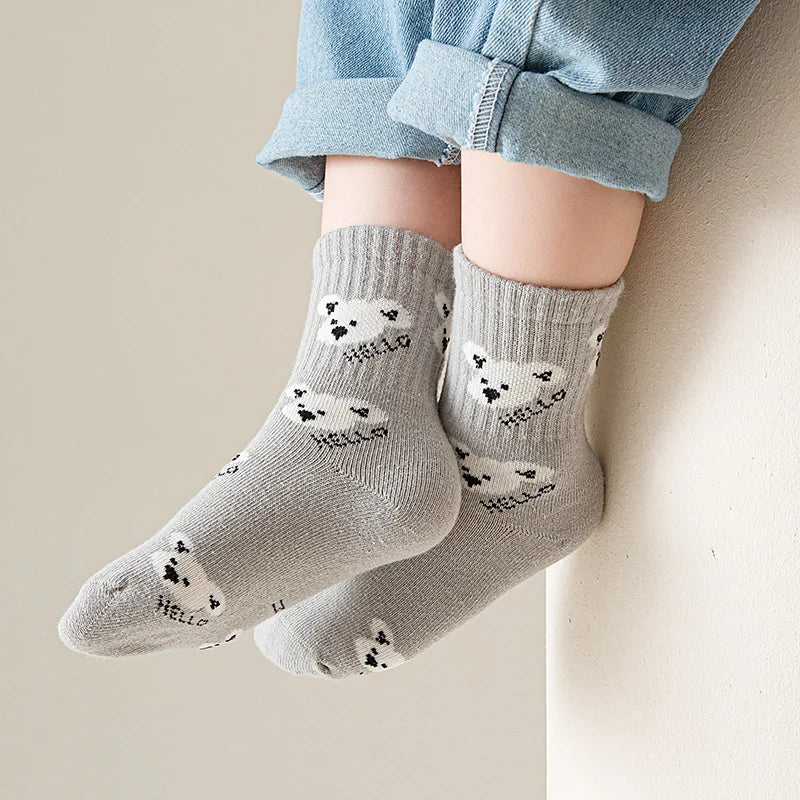 5 Pairs /Lot Baby Girl Soft Boneless Combed Cotton Socks Warm Cartoon Children's Socks For Boys Newborn Floor Socks Miaoyoutong