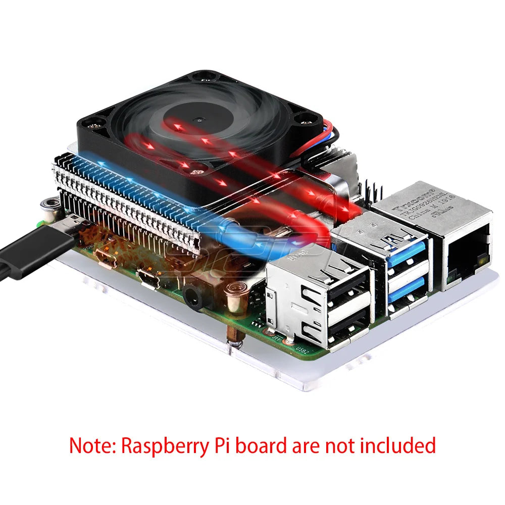 52Pi New Ultra Thin Ice Tower Cooler CPU Cooling Fan Radiator Heatsink for Raspberry Pi 4 Model B