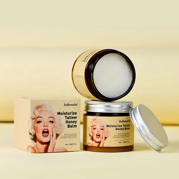 Balsamo idratante al sego di manzo montato e miele di Manuka 100 g/3,5 oz. , lozione idratante per il corpo, balsamo per labbra e cura della pelle.