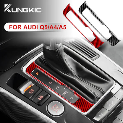 Real Soft Carbon Fiber Sticker For Audi A4 A5 Q5 2009 2010 2011 2012 2013 2014 2015 2016 Gear Shift Panel Interior Accessories