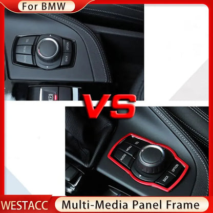 Car Console Multimedia Button Panel Frame Cover Trim for BMW X1 F48 2016 2017 2018 2019 2020 Stainless Steel Sticker Accessories