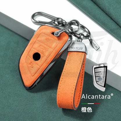 Car Alcantara Key Case Cover Holder Chain For BMW G20 G30 X1 X3 X4 X5 G05 X6 F20 G21 f40 f80 35i 3 5 7 Interior Accessories