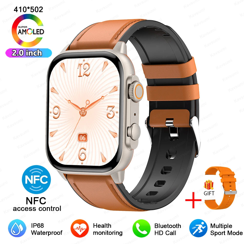 2024 NFC Smartwatch AMOLED Screen Always show Time Bluetooth Call Ultra Watch Series 8 Clock Men Sport Health Women Smart Watch