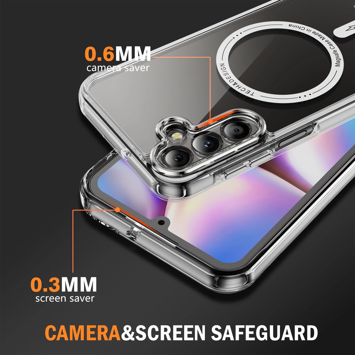 Clear Phone Case For Samsung galaxy A55 A15 S23 S24 FE S25 Ultra Shockproof Transparent Magnetic Magsafe Cover Soft Case Funda