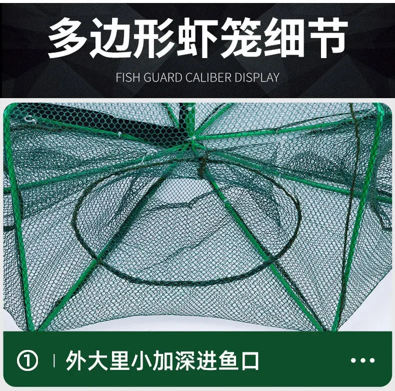 6-10 hole square folding shrimp cage, eel cage, lobster net, lantern net, fishing net, small polygonal fishing net