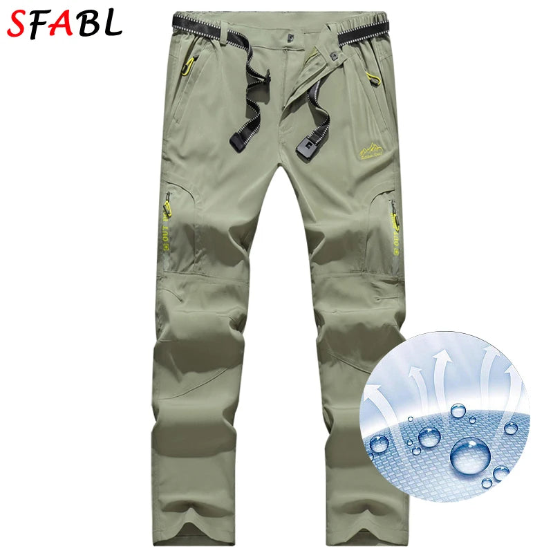 L-5XL Summer Men's Outdoor Hiking Pants Lightweight Quick Dry Fishing Jogging Camping Pants Men Travel Trousers Zipper Pockets