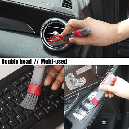 Car Wash Double Head Brushes Air Vent Cleaning Conditioner Grille Duster Wipe Auto Detailing Cleaner Car Interior Cleaning Tools