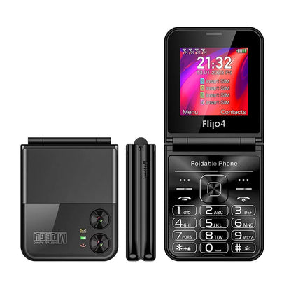 UNIWA F265 Fold Flip Phone 2G Mobile Phone for Elderly Dual Screen Single Nano Big Push-Button  1400mAh Battery