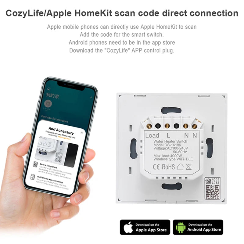 US/AU Standard 20A HomeKit WiFi Boiler Switch Smart Home Automation Water Heater Voice Control By Alexa Google Home Apple Siri