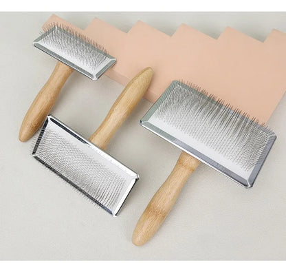 Dog Comb Solid Wood Dog Brush Pet Hair Remover Massage Cat Brush Pet Grooming Stainless Steel Combs for Cats Hair Knot Opening