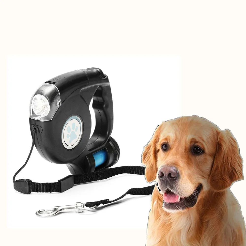 Included Extendable 4.5M LED with Garbage with Dog Lead Retractable Pet Leash