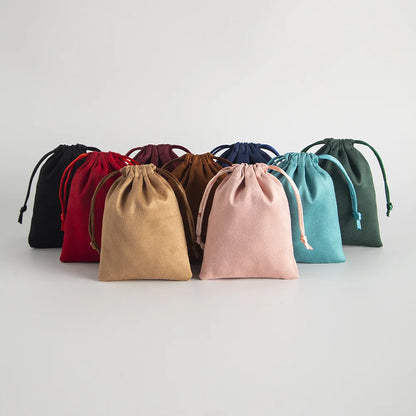 10pcs Velvet Flannel Drawstring Pouches Small Jewelry Gift Bag 5x7cm 7x9cm 8x10cm Christmas Wedding Favors For Guests Candy Sack