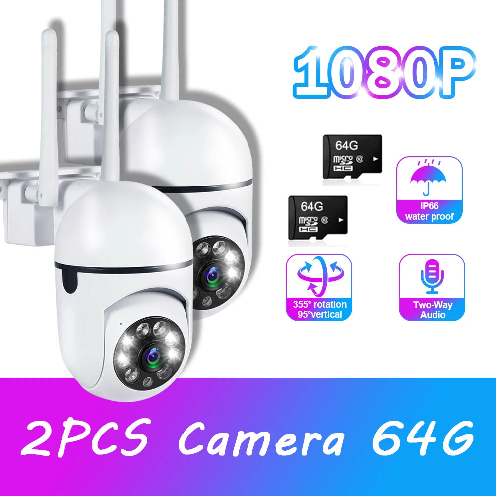 1080P 4PCS Outdoor Camera CCTV IP Wifi Surveillance Camera Waterproof Security Protection Wireless Home Monitor Track Alarm 360°