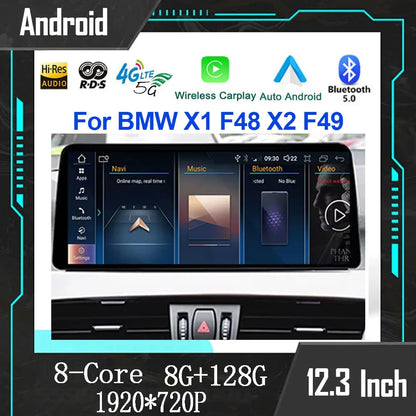 Android Auto For BMW X1 F48 X2 F49 (2016- 2017) NBT&EVO System 2018 - 2020 Car Radio Player GPS Navigation Multimedia Carplay