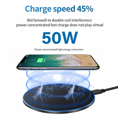 50W Fast Wireless Charger Pad For iPhone 14 13 Xiaomi Huawei Doogee Samsung Mobile Phone Charger Wireless Charging Dock Station