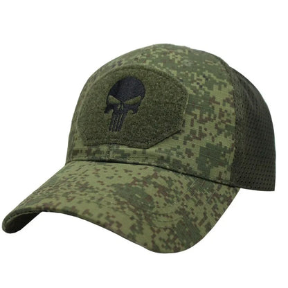 Unisex skull embroidery with patches, breathable baseball cap, adjustable sun protection cap, outdoor leisure