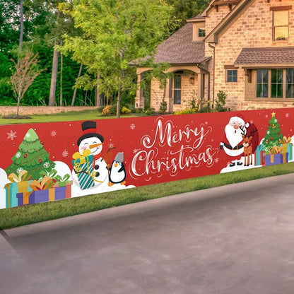 Christmas Outdoor Banner Flag Merry Christmas Decoration for Home 2024 Xmas Ornament Navidad Natal Noel Gift Happy New Year 2025