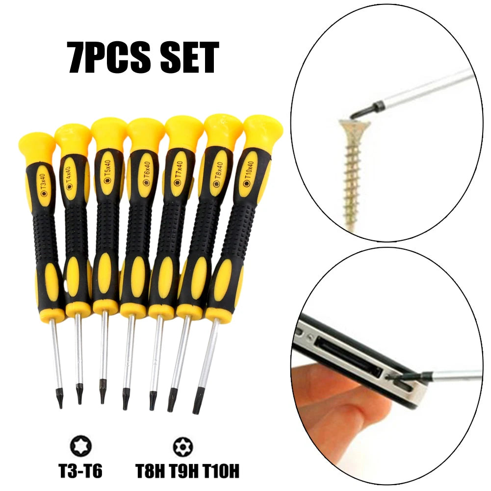 7pcs Torx Screwdriver Bit Set T3 T4 T5 T6 T7 T8 Mini Hexagonal Screwdriver Game Console Handle Disassembly And Repair Tool