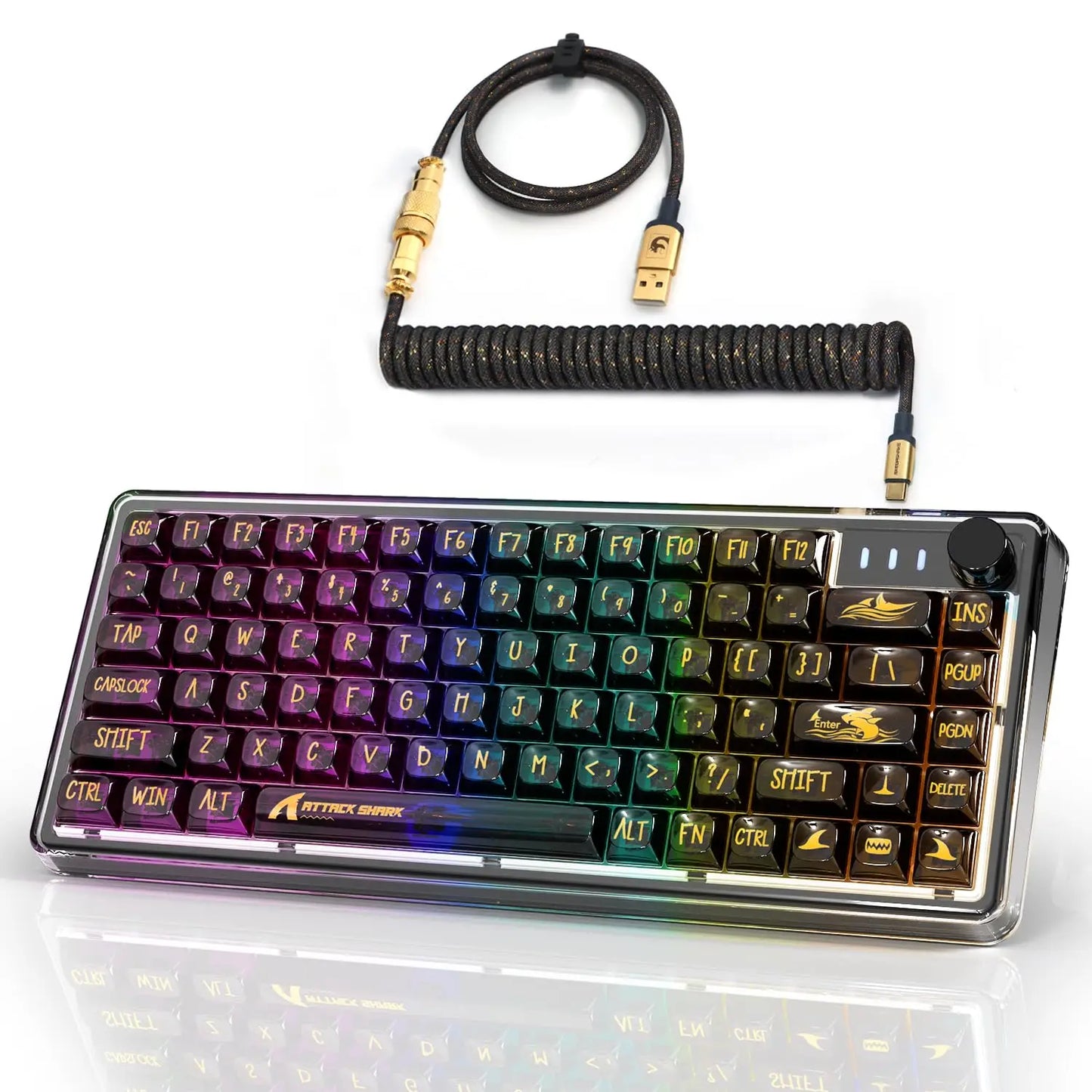 TKL Hot Swappable Wired Keyboard, Transparent PC Keycaps, Custom RGB Gaming Keyboard, Gasket Keyboard, Linear Switch