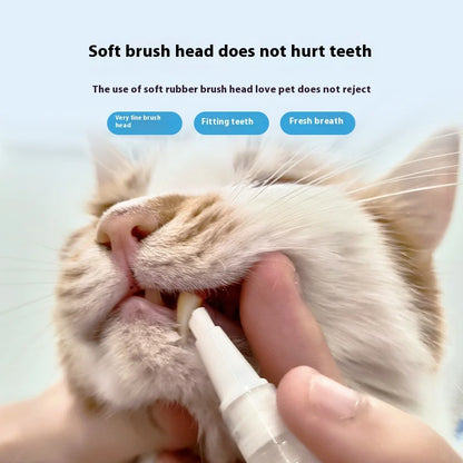 Pet Toothbrush Pen Teeth Clean Fresh Breath Pet Toothbrush Paste Brush One Easy To Use Cat Tooth Brush ToothbrushSet Accessories