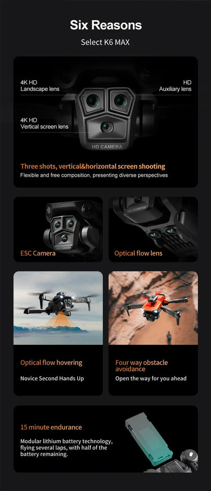 Xiaomi MIJIA K6MAX Drone 8K GPS Professional HD Aerial Photography 3 Camera Omnidirectional Obstacle Avoidance Quadrotor Drone