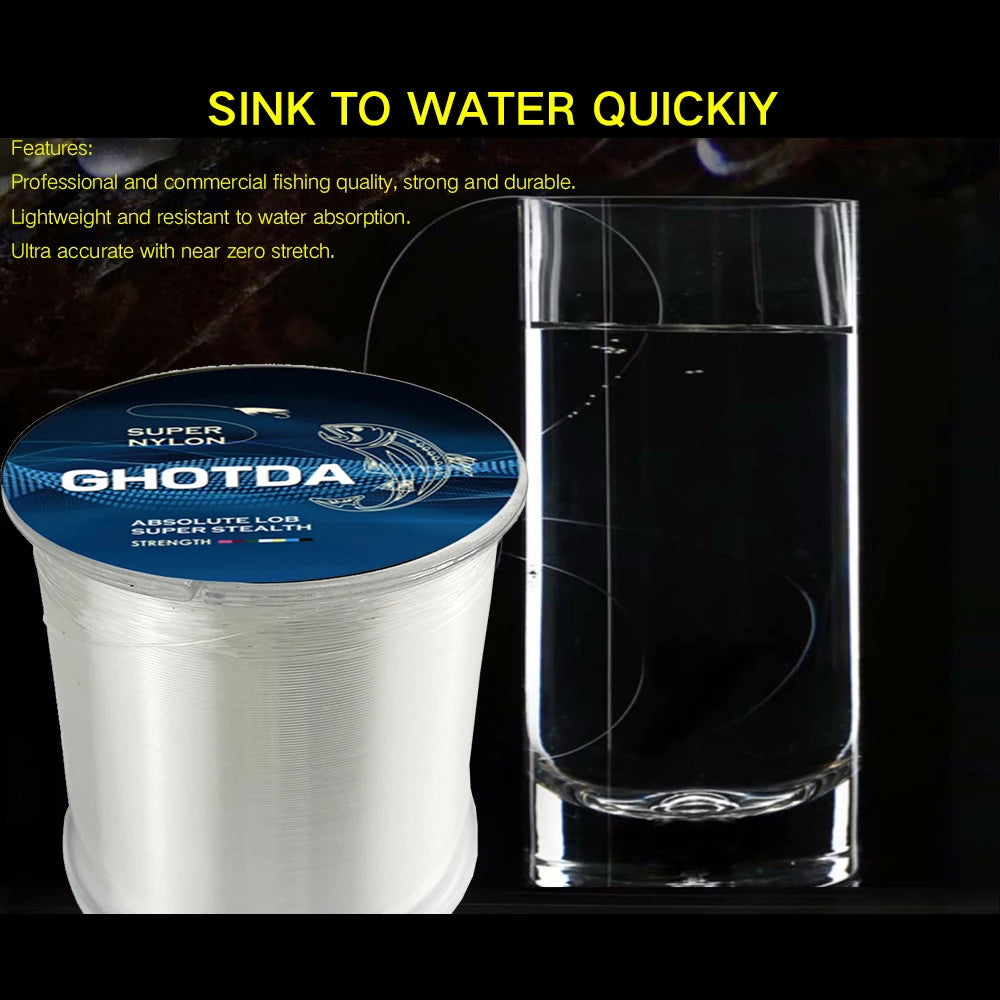 GHOTDA 500M Nylon Fishing Line Durable Monofilament Fishing Wire Rock Sea Fishing Line