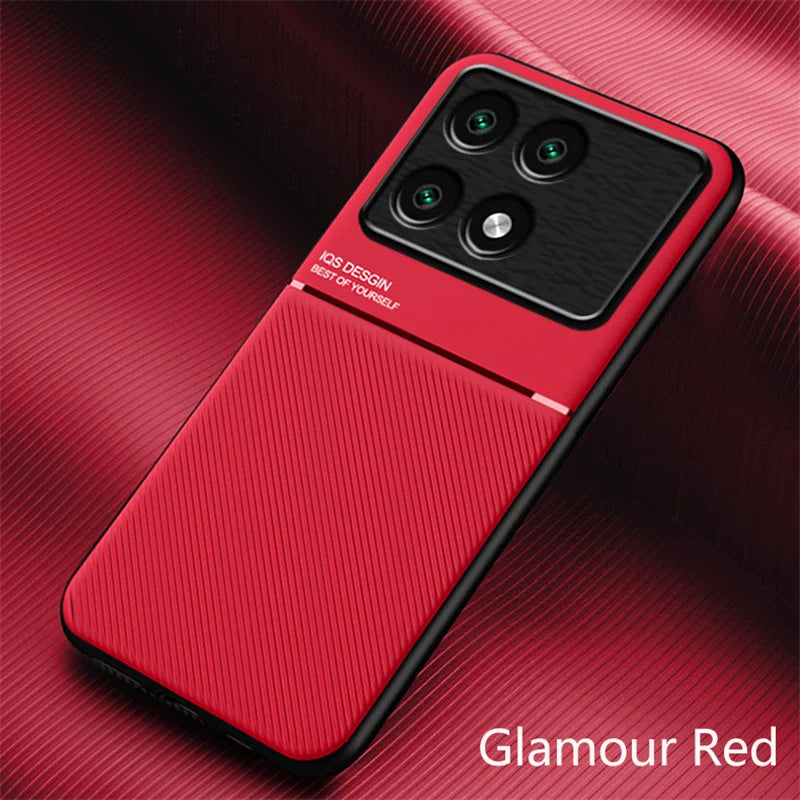 Car Magnetic Holder Leather Cover For Xiaomi Poco X6 Pro 5G Case Silicone Protect Funda Pocox6pro Poko Little X6pro X 6 Pro 6X