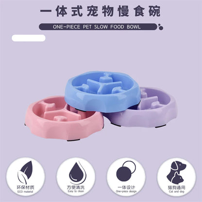 Pet supplies Color Slow Feeder Cat Bowl Anti-choking Plastic Dog Puzzle Food Bowl, Dog Water Basin For Anxiety Relief