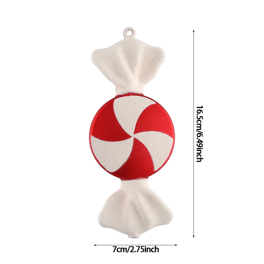 1Pcs 16CM Christmas Candy Pendant Red White PVC Painted Lollipop Cane Christmas Tree Decoration Christmas Home Decor Kids Gifts