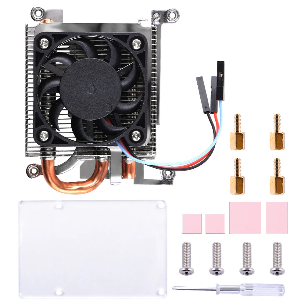 52Pi RPi 4 Ultra Thin Ice Tower Cooler CPU Cooling Fan Copper Pipe FIN Radiator Silicone Heatsink for Raspberry Pi 4 Model B