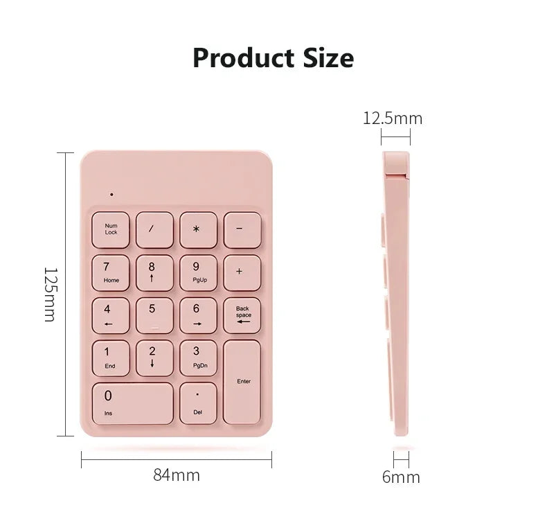 2.4GHz Wireless Numeric Keypad Numpad 18 Keys Small-size Digital Keyboard for Accounting Teller Tablets Computer Laptop Notebook