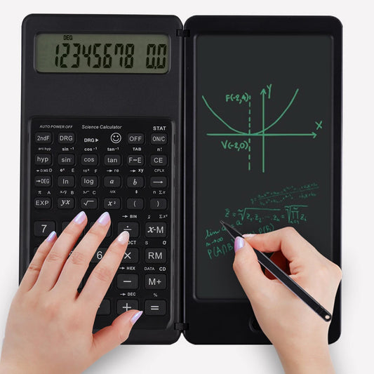 Foldable Scientific Calculator 10-Digit Digital Large Display with an Erasable Writing Tablet Digital Drawing Pad Math Calculated