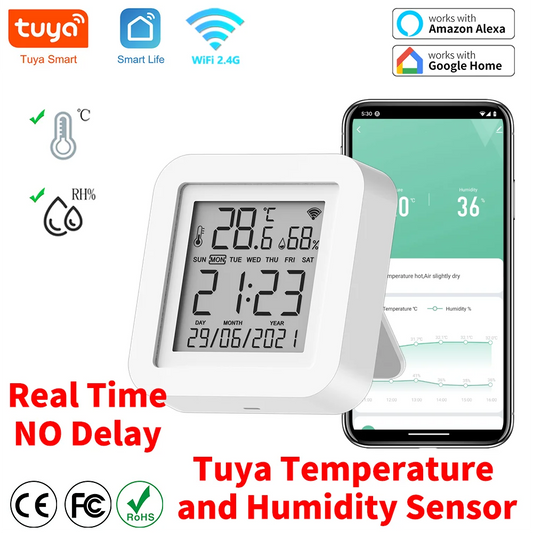 Tuya WiFi Temperature and Humidity Sensor Thermometer for Home Automation for Smart Home Work For Alexa Google Home 