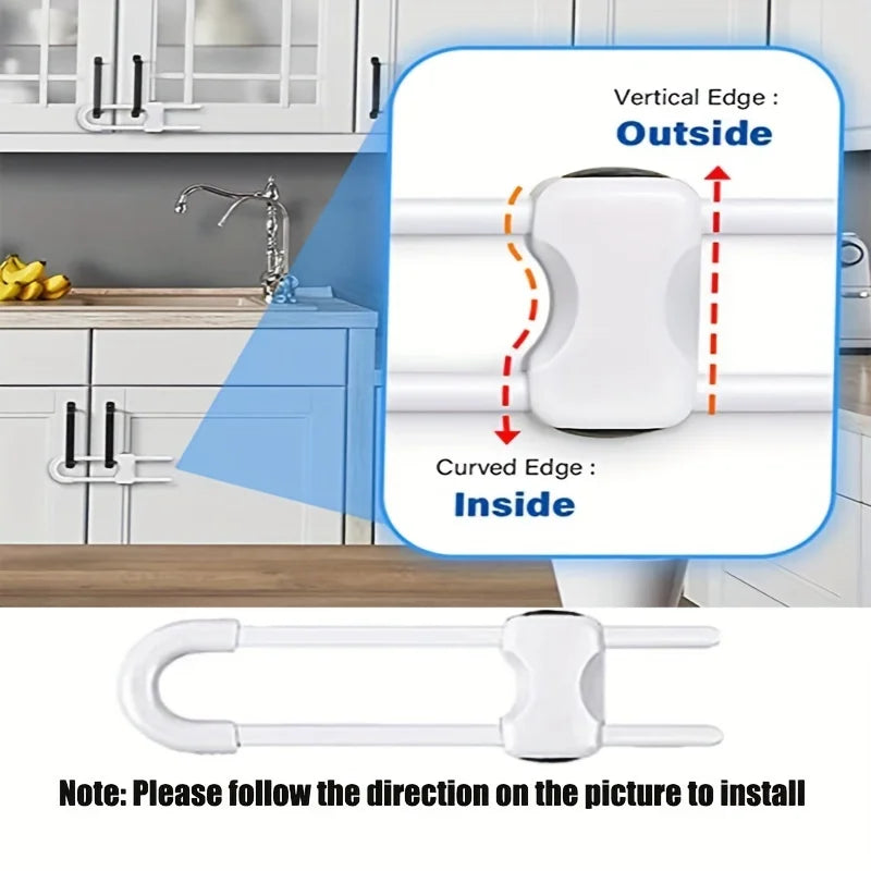 2/4PCS Sliding Cabinet Child Safety Locks Baby Proofing Cabinet Lock Cupboard Latches for Kids on Closet Door Knobs Handles