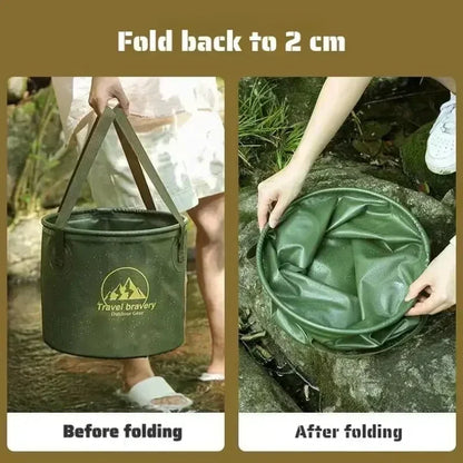 Folding Portable Bucket with Cover Car Wash Fishing Bathroom Tool Silicone Bucket Outdoor Camping Household Supplies 10/20L