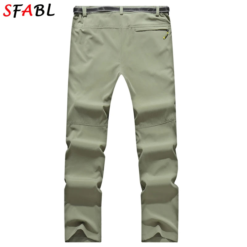 L-5XL Summer Men's Outdoor Hiking Pants Lightweight Quick Dry Fishing Jogging Camping Pants Men Travel Trousers Zipper Pockets