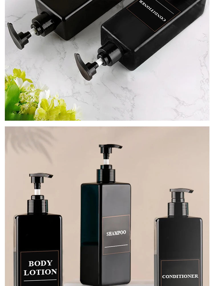 3PCS 17.6 UK FL OZ Bathroom Soap Dispenser Reusable Hand Pump Dispenser Bottle Bathroom Shower Gel Shampoo Bottle Container