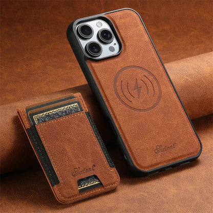 2 In 1 Luxury Magsafe Wallet Leather Phone Case For iPhone 16 15 14 13 12 Pro Max Plus 16 Pro Magnetic Flip Card Holder Cover