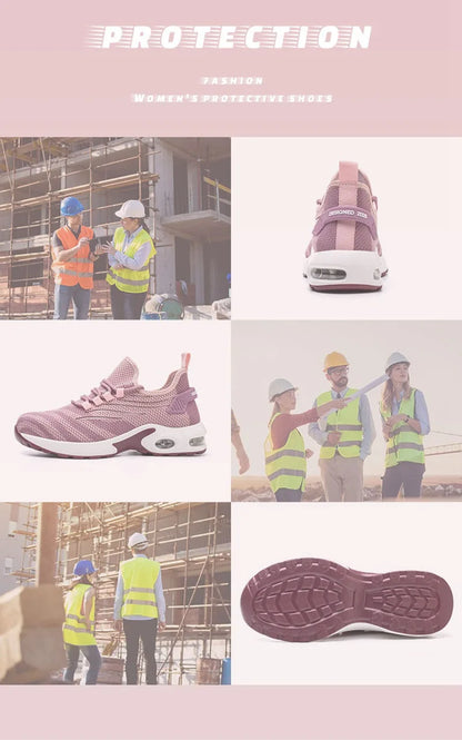 New women's lightweight breathable anti-smashing anti-skid protective steel toe work women's work shoes mesh safety shoes