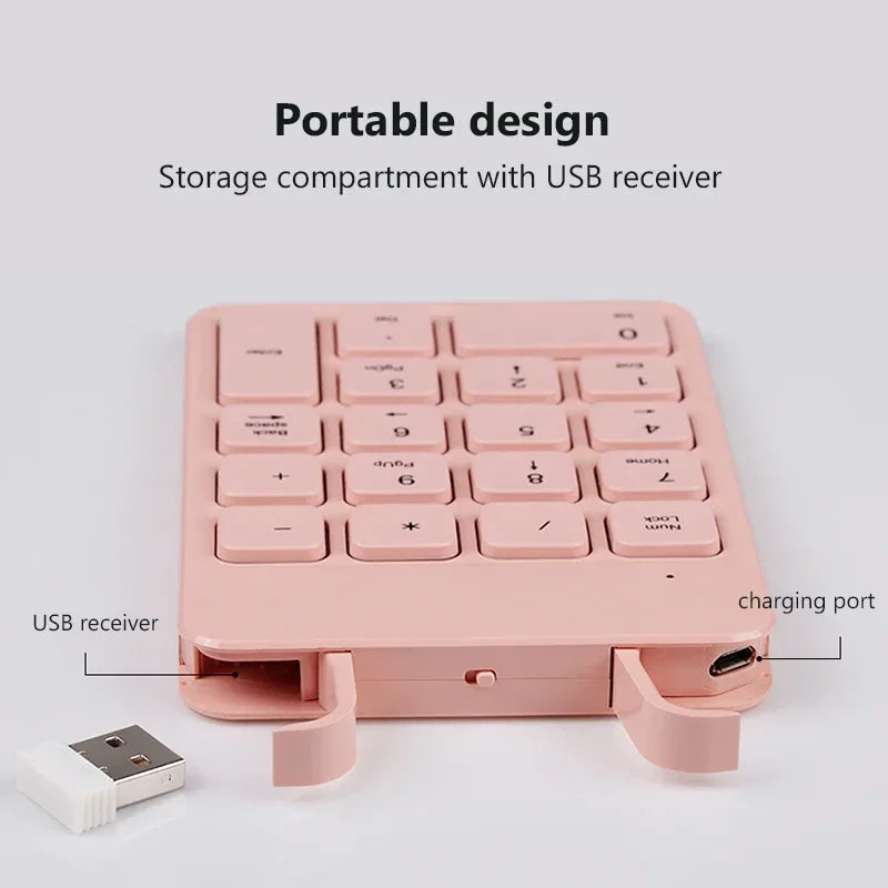 2.4GHz Wireless Numeric Keypad Numpad 18 Keys Small-size Digital Keyboard for Accounting Teller Tablets Computer Laptop Notebook