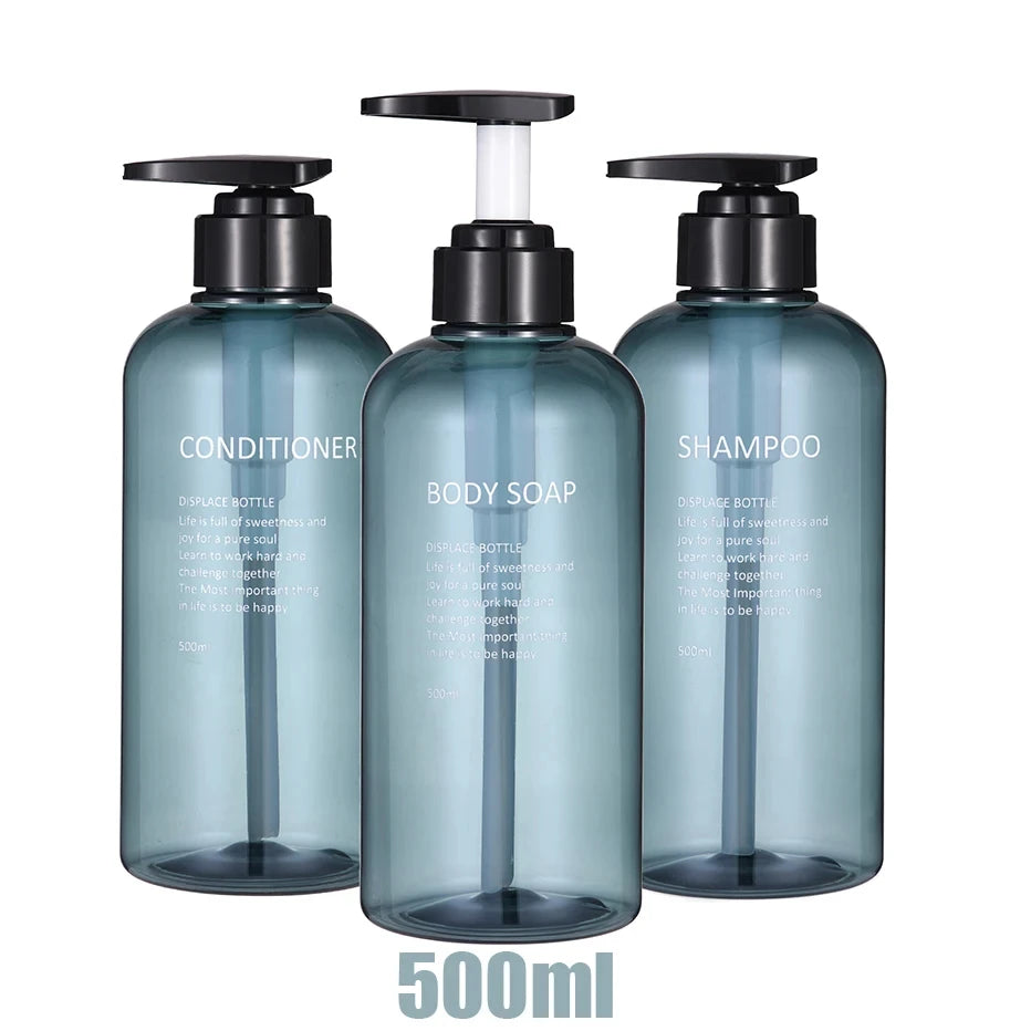 Refillable Shampoo Conditioner Body Wash Dispenser Set Printed Letters Bathroom Soap Bottle Dispenser Shower Pump Shampoo 1PC3PC