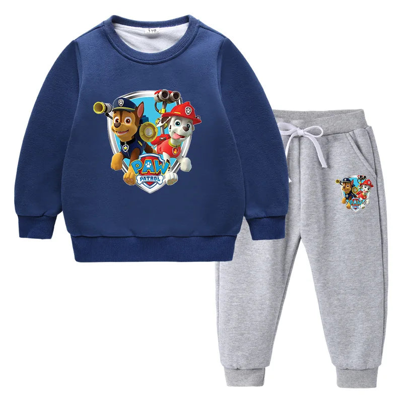 Paw Patrol Kids Clothing Boys Thickening Sweater Trousers Spin Master Girls Clothes Pullover 2PCS Cotton Winter  Kawaii Clothes