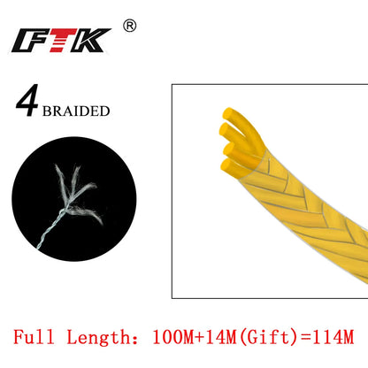 FTK 114M 4 Strands PE Braided Wire Fishing Line 125Yards 0.10mm-0.40mm 8LB-60LB Incredibly Strong Multifilament Fiber Line