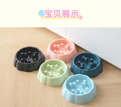 Pet supplies Color Slow Feeder Cat Bowl Anti-choking Plastic Dog Puzzle Food Bowl, Dog Water Basin For Anxiety Relief